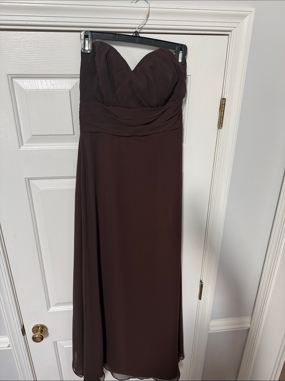 Strapless Chocolate-Brown Evening Gown